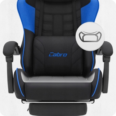 Ігрове крісло Cabro C501, чорно-синє, з підножкою