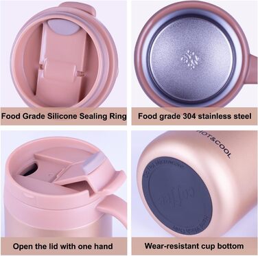 Термокружка з нержавіючої сталі 500 мл з кришкою та ручкою, подвійні стінки, вакуумна ізоляція, для подорожей та кемпінгу