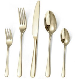 Cutlery Set for 6 People, 30-Piece Champagne Gold Cutlery Set, Shiny Knife, Fork, Spoon Set, High-Gloss Polished Cutlery Sets, Stainless Steel Table Cutlery for Kitchen/Dining/Party