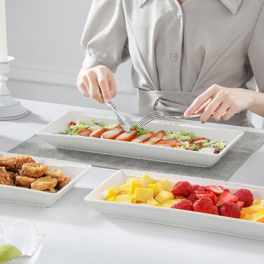 MALACASA Набір сервірувальних тарілок з порцеляни, 4 шт., 30 x 18 см, білий