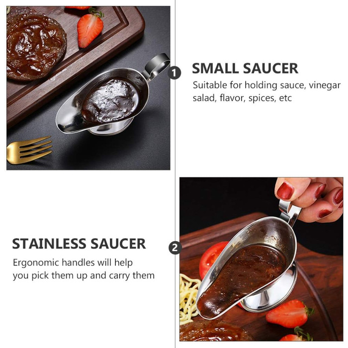 UPKOCH 3-Piece Stainless Steel Saucepan, Sauce Dish, Sauce Bowl, Sauce Pot, Sauce Jug, Small Milk Jug, Dessert Bowl, Sauce Bowl for Roasts, Juices, and Sauces