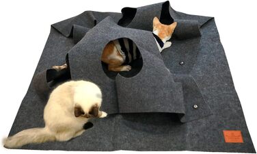 Cat Carpet, Interactive Activity Cat Play Mat, Cat Activity Play Mat for Intelligence Toys with Your Cat 100x100CM 1PCS (Gray)