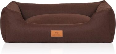 Knuffelwuff Dog Bed Lotte made of velour with a fine hand-woven character XXL 120 x 85cm - removable cover - washable - for large, medium and small dogs (Brown, L 105 x W 75 x H 25 cm)