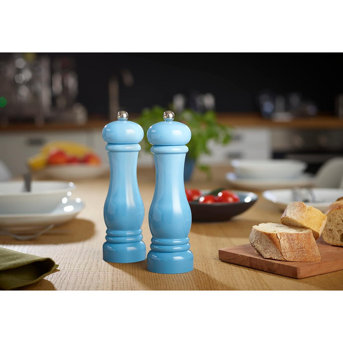 Набір для помелу спецій Echtwerk (2 шт.) - соляна та перечна млинки з ABS-пластику, керамічний механізм, ручна, блакитний, 21 см