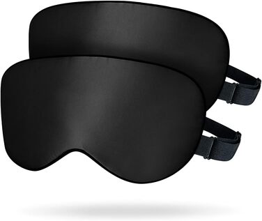 Набір 2 шт. Шовкові маски для сну OLESILK з регулюванням, 100% шовк тутового дерева, для жінок та чоловіків, унісекс, для дому та подорожей, чорний + чорний