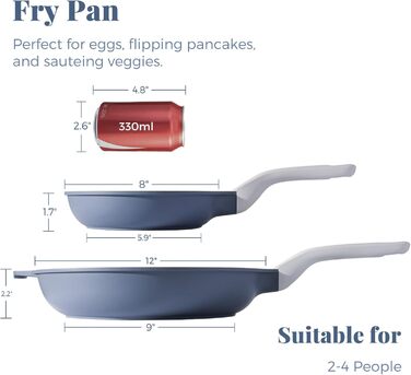 Плита PRICUSIS з антипригарним покриттям Ceramic, набір 2 шт (20.3 см + 30.5 см), індукційна, для яєць та омлетів, безпечна, сумісна з духовкою, можна мити в посудомийній машині