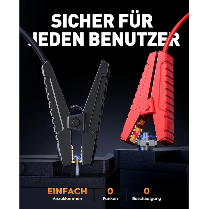 Powerbank Starthilfe 5000A з компресором 150PSI для автомобілів, 12V, бензин/дизель (10.0L), LED, USB-C