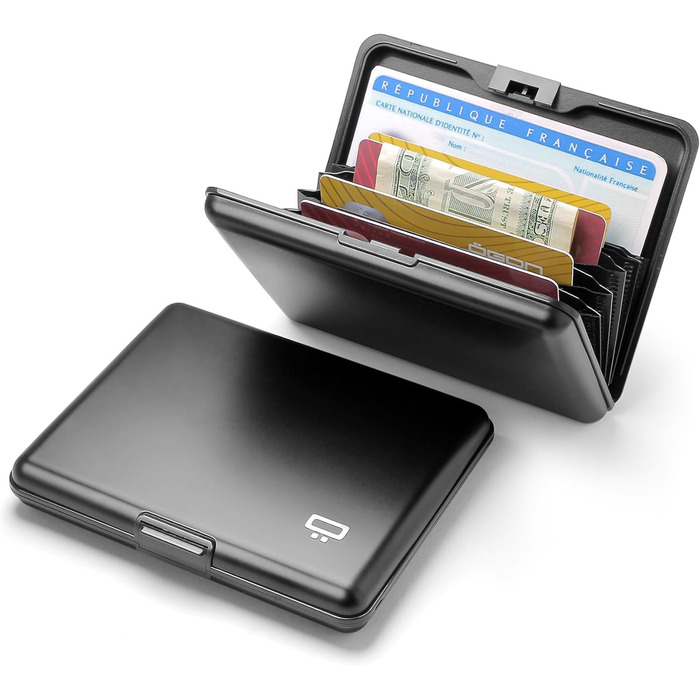 Чоловічий гаманець ÖGON -DESIGNS Smart Case Big Stockholm з алюмінію, велика місткість, RFID-захист, чорний