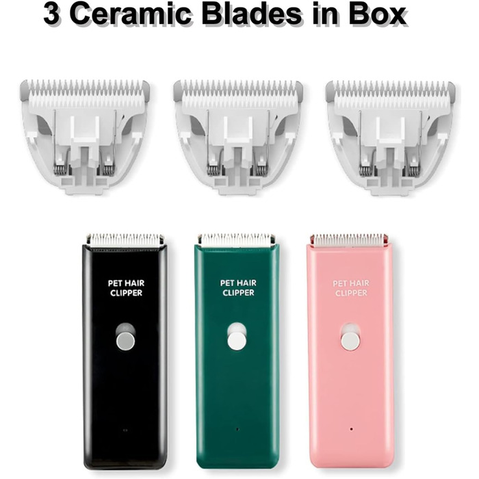 Професійна машинка для стрижки собак та котів, акумуляторна, бездротова, набір лез (3 шт.), стандартна