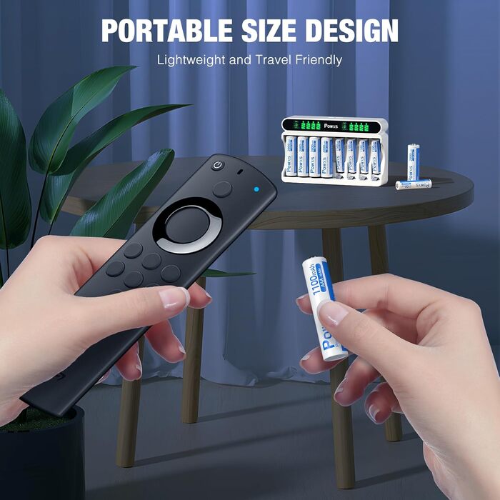 Зарядний пристрій POWXS для акумуляторів NI-MH NI-CD AA/AAA, 8 слотів, LCD дисплей, швидка зарядка Micro USB/Type-C