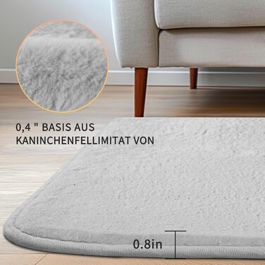 Sour Lemon Rug Living Room 200x300, Rug Children's Room Smooth Rug Gray Rabbit Fur Short Pile Washable Rug, Modern Non-Slip Rug for Bedroom, Fluffy Rug Area 140x200 Light Gray 140x200cm