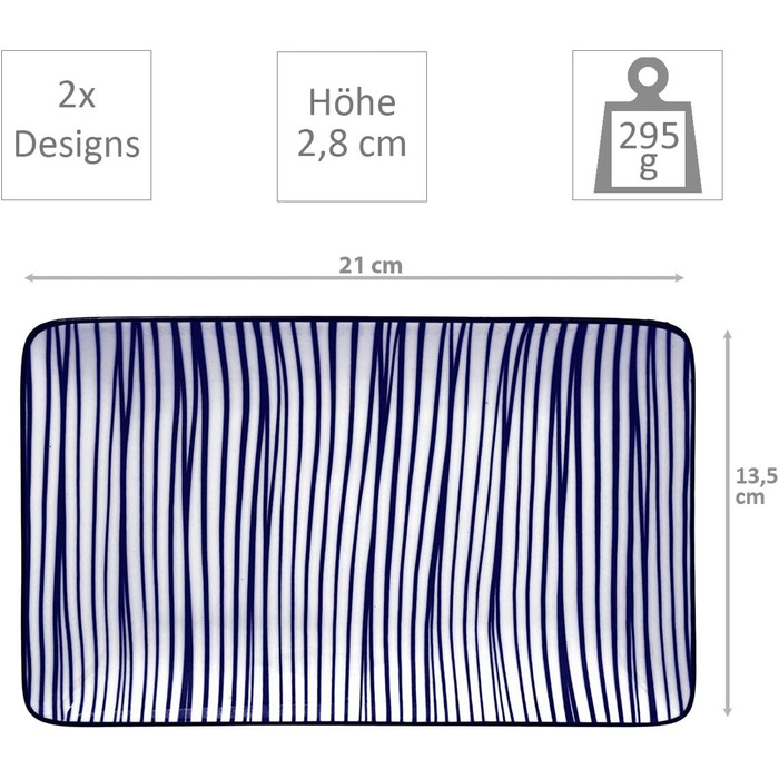 Японський блакитний суші-набір Nippon з подарунковою коробкою та палочками (4 шт.) 21x13.5 & 9.5x3 см