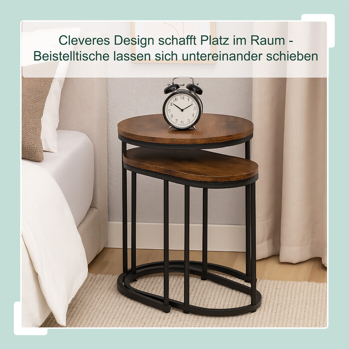 Relaxdays Set of 2 Side Tables - Industrial Design