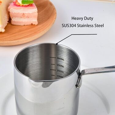 IMEEA® (12oz / 370ml Heavy Duty 18/10 Stainless Steel Turkish Coffee Pot and Butter Melting Mini Pot with Spout