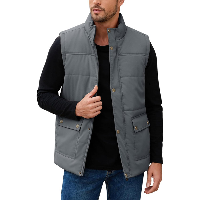 Xnova чоловіча зимова жилетка з підкладкою Thero Sherpa, тепла флісова жилетка, зимова куртка, жилетка для полювання, робоча жилетка, утеплена жилетка для активного відпочинку, сіра, розмір M