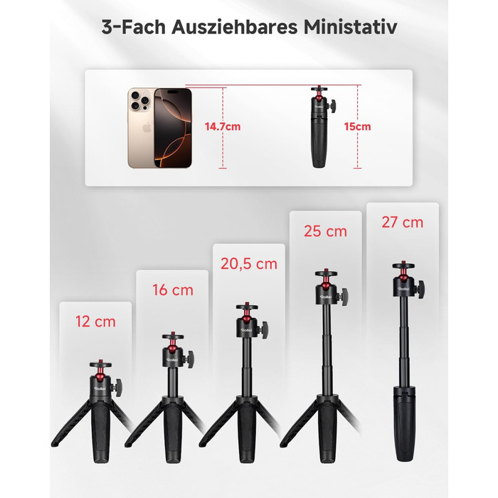 Штатив для смартфона Rollei з автоматичним відстеженням обличчя та вбудованим акумулятором для TikTok Live Streaming (міні-штатив)