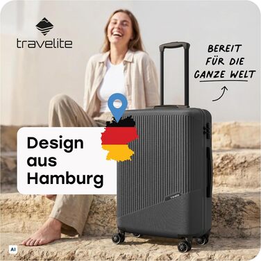Набір валіз Travelite Bali, 3 предмети (L/M/S), жорстка оболонка ABS, антрацит, дорожній набір чемоданів