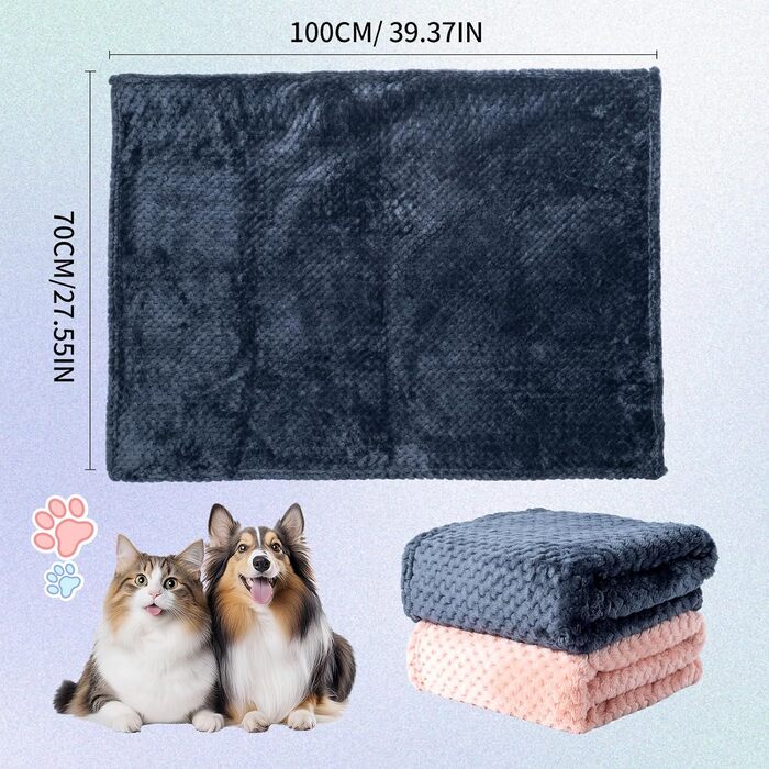 М'яка двостороння ковдра для собак та котів SLSON, 70x100 см (світло-жовтий та чорно-сірий)