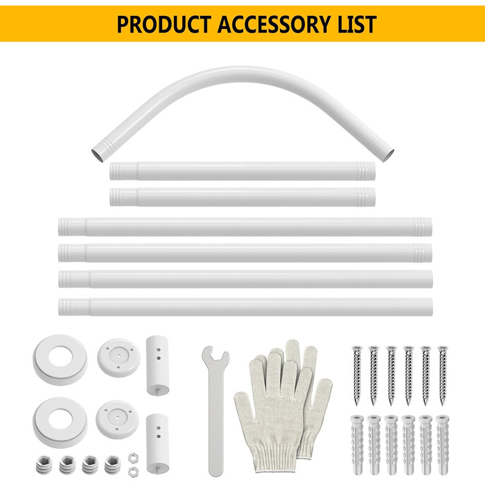 Штанга для душу L-подібна, регульована, 75-170 см, нержавіюча сталь, чорна, з кільцями для душу, для ванної кімнати, ванни, роздягальні (L-подібна_біла, 122x190 см)