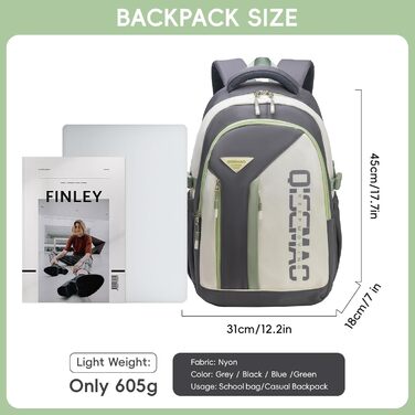 Шкільний рюкзак для підлітків (унісекс), 5-10 клас, 20L. Водовідштовхуючий, для ноутбука 15.6