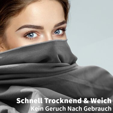 Набір рушників з мікрофібри Pameil (3 шт.): великий (160x80 см) + 2 маленьких (80x40 см), швидковисихаючі, для подорожей, фітнесу, сауни, темно-сірий