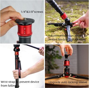 Однонога штатив IFOOTAGE Cobra 3 A180T: штатив-монопод, телескопічний, з алюмінію, для фото- та відеозйомки, сумісний з DSLR та відеокамерами (180 см)