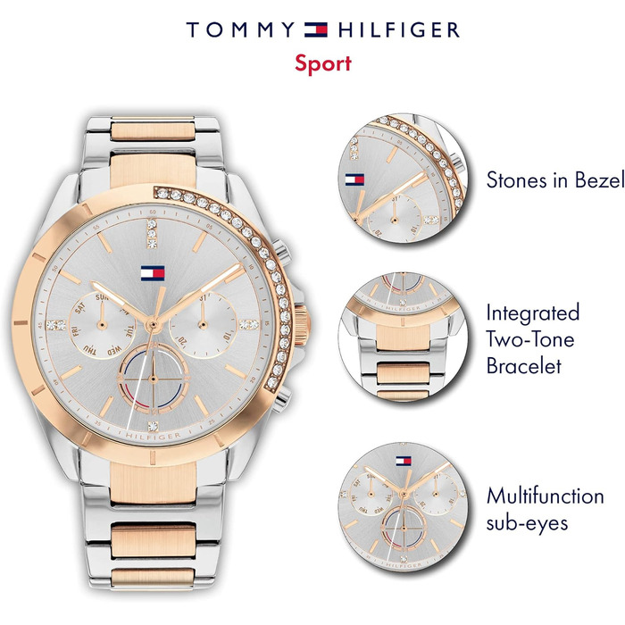 Годинник Tommy Hilfiger для жінок з кварцовим механізмом та сталевим браслетом (золотий або срібний)