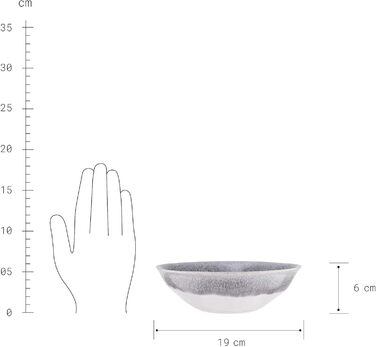 Набір посуду BUTLERS Atlantis 12 предметів з каменю (тарілки та миски) | Сірий посуд для 4 осіб | Мікрохвильова та посудомийна машини | Boho-стиль