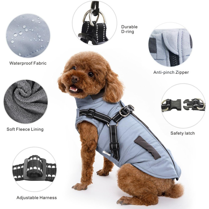 Osleidy Dog Winter Coats, Ware Dog Antel Reflective Dog Clothing Waterproof Puppy Vest for Cold Weather it Dog Harness for Small Medium Dogs (White, ) (XXL, Blue)