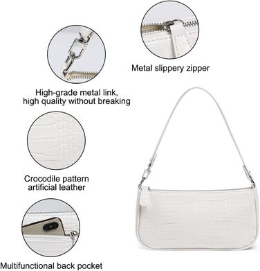 Сумка жіноча через плече крокодиляча шкіра ретро вінтаж міні біла – класична сумка-шопер (#1)