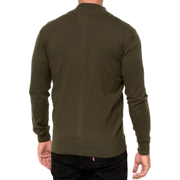 Кардиган чоловічий Indicode з м'якого трикотажу з коміром-стійкою, 80% бавовна, колір: Army