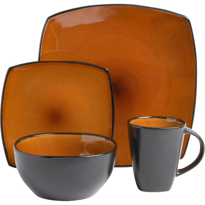 Сервіз посуду Gibson Soho Lounge з реактивної глазурі (16 предметів) для 4 осіб, бежевий