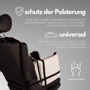 Автомобільний лежак для собак Golden Dog з підсумком та ременем безпеки - 52x44x33 см, шкіра, білий