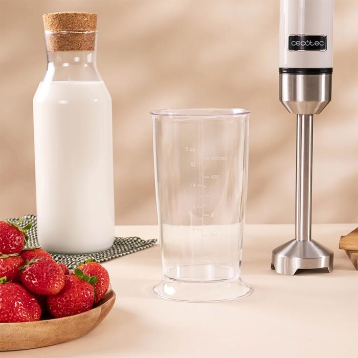 Блендер Cecotec Stabmixer Power RetroBeige 1200MAX Cream&Crush: 1200 Вт, CrossBlades, 2 швидкості, комплект аксесуарів, захист від бризок