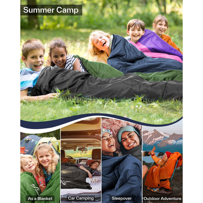 Сплячий мішок 3-4 сезони - ковдровий спальний мішок Легкий для кемпінгу, Outdoor. Ідеальний для дорослих та дітей 220x75см, темно-синій