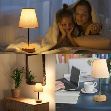 Бездротова LED лампа настільна акумуляторна 3000mAh з торшею, регульоване торканням, портативна лампа для дому та вулиці, з імітацією текстури дерева