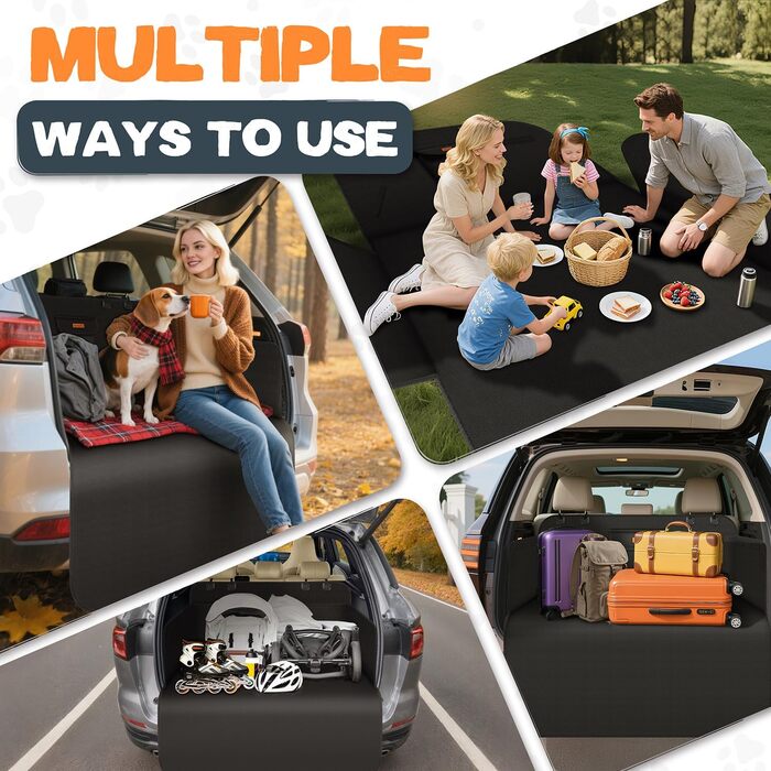 Захист для багажника автомобіля для собак з боковими та захистом від порогу - універсальний килимок для багажника для собак - водовідштовхуючий та стійкий до подряпин - килимок для багажника для автомобіля, універсала, SUV чорного кольору