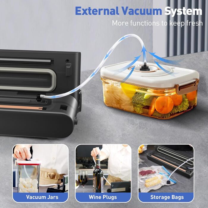iLAFFUS Бездротовий вакуумний упаковник, портативний, акумуляторний, для приготування су-від з нарізкою, запаювач фольги для сухих та вологих продуктів, в комплекті 5 вакуумних пакетів та шланг