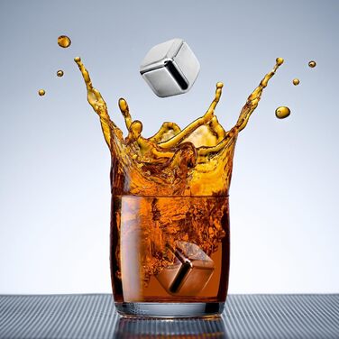 Камені для віскі Com-Four® з нержавіючої сталі - подарунчий набір (12 шт.) з мішечком та коробкою