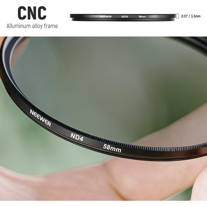 Набір фільтрів ND NEEWER 58mm (ND2, ND4, ND8, ND16) для Canon, Nikon, Sony, Panasonic DSLR