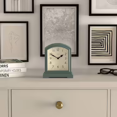 JONES CLOCKS® Tavern Mantel Clock | Traditional/Classic Design | Bedroom Clock | Living Room Clock | Office Clock | Mantel Clock | Table Clock | Gift Clock | Small Clock (Green)