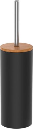 Набір для туалету Rival Life Style чорного кольору з круглою щіткою, ручка з нержавіючої сталі та кришка з масивного бука – ергономічна щітка для туалету для швидкого та ретельного прибирання