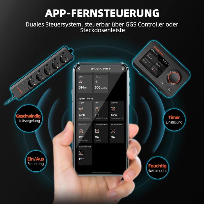 Увлажнитель воздуха Spider Farmer 450 мл/год для растений, палатки Grow, спальни, с гигрометром, автоматическое отключение, черный, 5л, верхнє заповнення