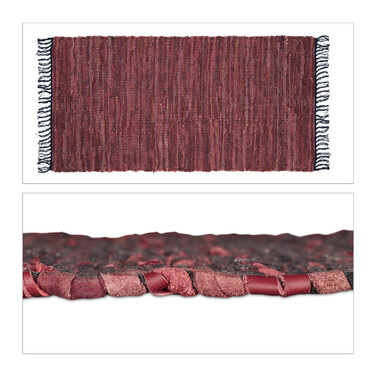 Relaxdays Leather & Cotton Patchwork Rug