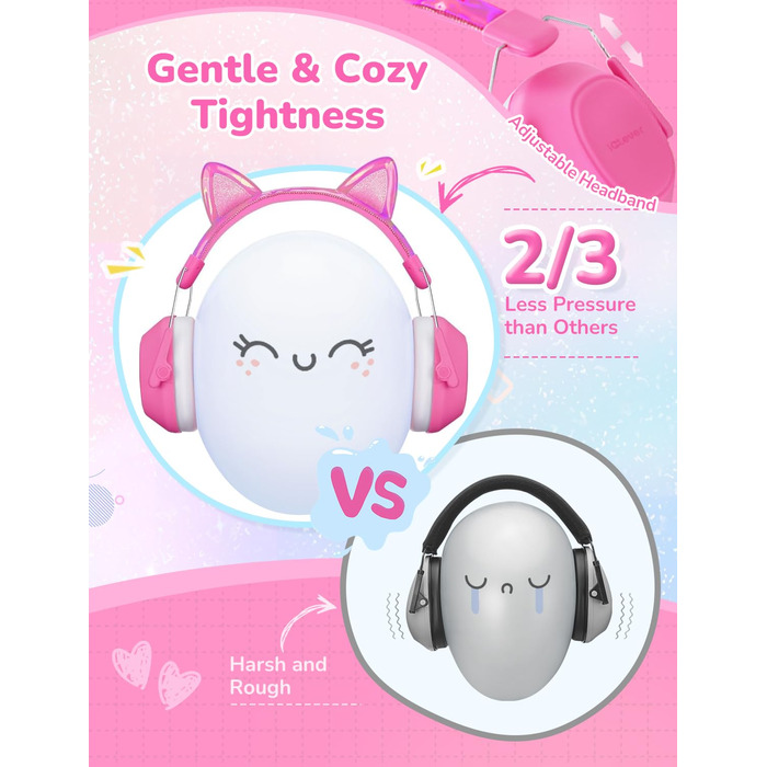 iClever навушники з шумозаглушенням для дітей (рожеві, з котячими вушками) C-rosa Katzenohren