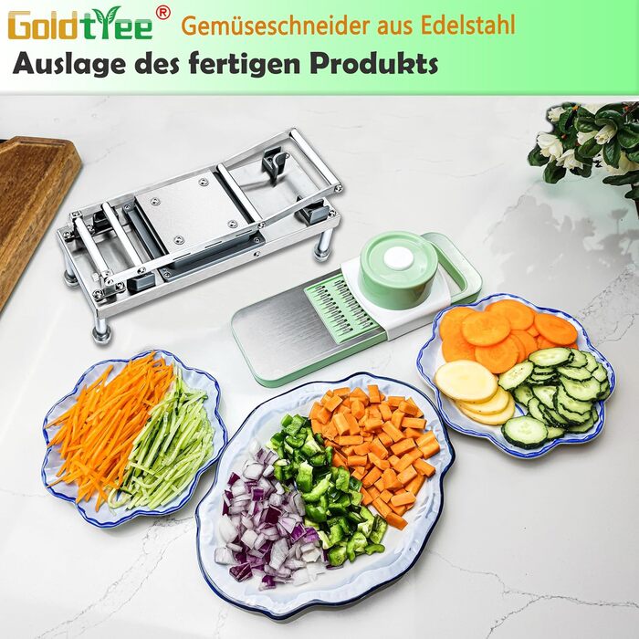 Набір для нарізки овочів 8-в-1 з контейнером, з нержавіючої сталі, для салату та нарізки