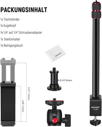 Тримач для камери NEEWER TL283 з регульованою ручкою, штатив для мікрофона та світла, червоний