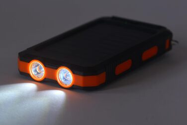 Портативний павербанк сонячний 8000 mAh з LED-ліхтариком та компасом для зарядки телефонів та гаджетів. Чорний