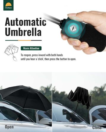 Чакіпі Регульований парасолька великого розміру, стійкий до сильного вітру, з відбиваючим покриттям, для чоловіків та жінок – автоматичний парасолька-тростина, компактний, для подорожей, чорний, покриття 210T, діаметр 106 см