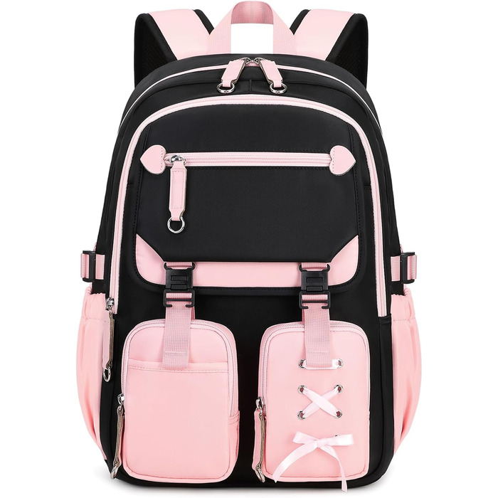 Шкільний рюкзак Tanou для дівчаток-підлітків, великий, зручний, водонепроникний, стильний, з ручкою-телескопом (рожевий)